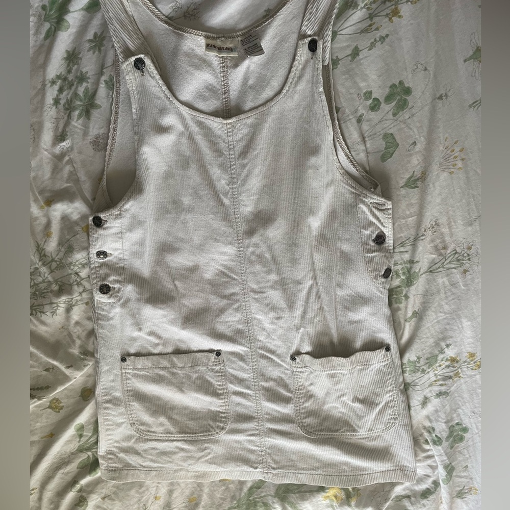 Corduroy cream coverall dress size medium